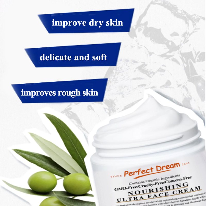 100% Plant Brightening Anti Aging Squalane Facial Cream with Vitamin E Hyaluronic acid Skin Care Face Moisturizer Private Label
