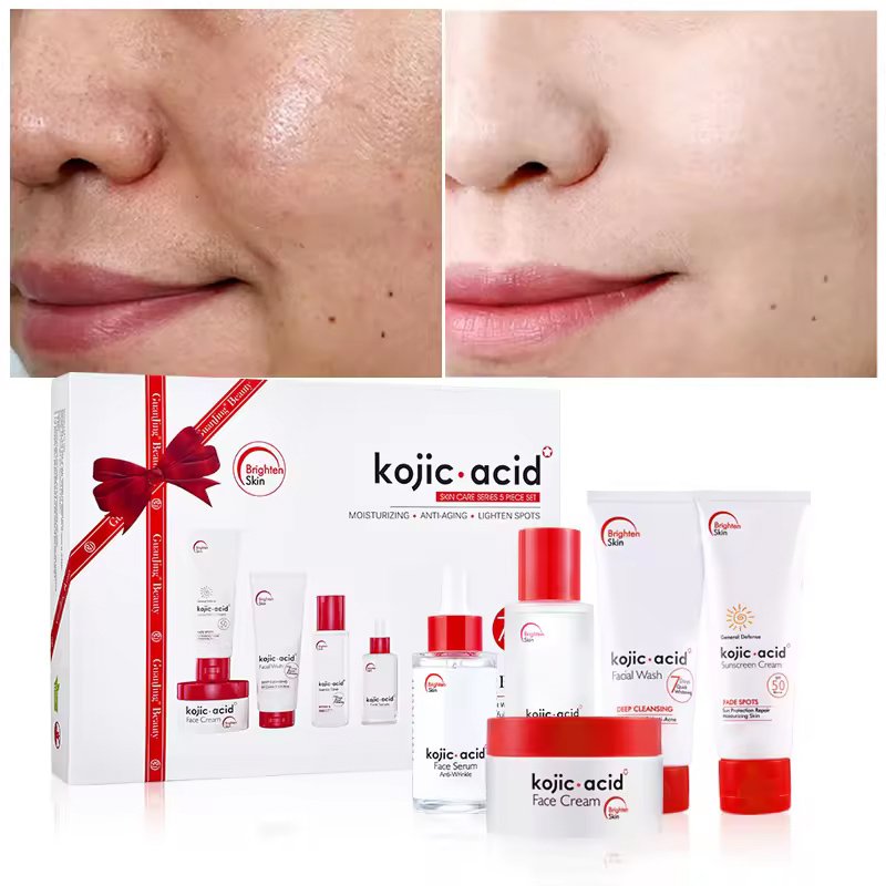 OEM ODM Kojic Acid 7 Days Whitening Wholesale Skin Care Set Cream Lightening Dark Spot Brightening Skin Care Gift Set for Women