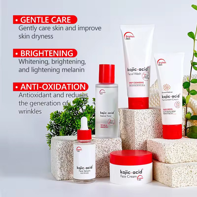 OEM ODM Kojic Acid 7 Days Whitening Wholesale Skin Care Set Cream Lightening Dark Spot Brightening Skin Care Gift Set for Women