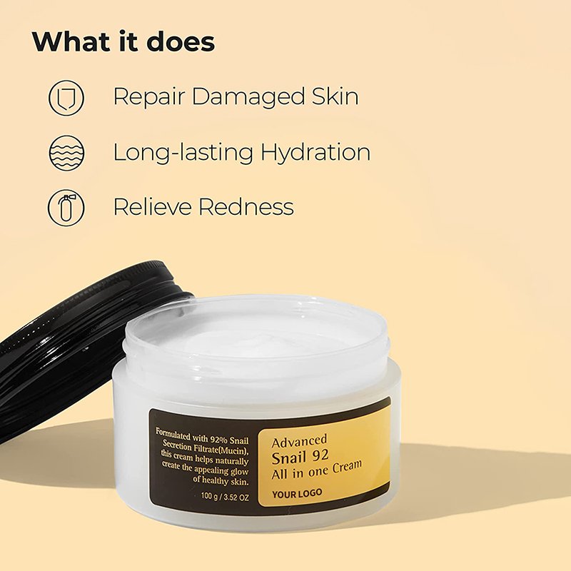 Private Label Korean Snail Mucin Moisturizer Micromolecule Hyaluronic Acid Snail Repair Soothes Essence Face Cream