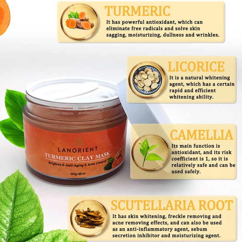 Private Label Tea Turmeric Rose Pink Facial Mud Mask Clay Mask Anti Aging Acne Removal Brightening Skin Tone Clay Mask