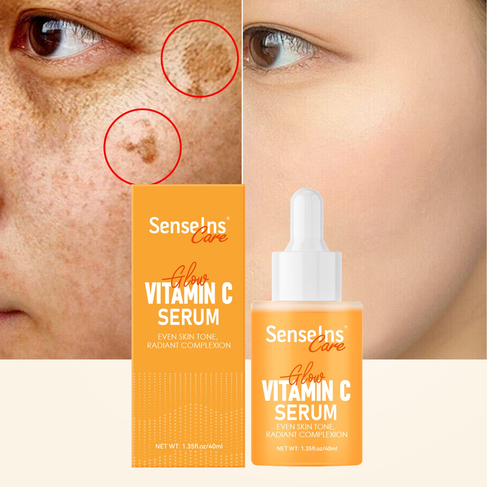 Hot Selling Vitamin C Serum Organic Whitening Dark Spot Remover Moisturizing Firming Pore Shrinking face Serum