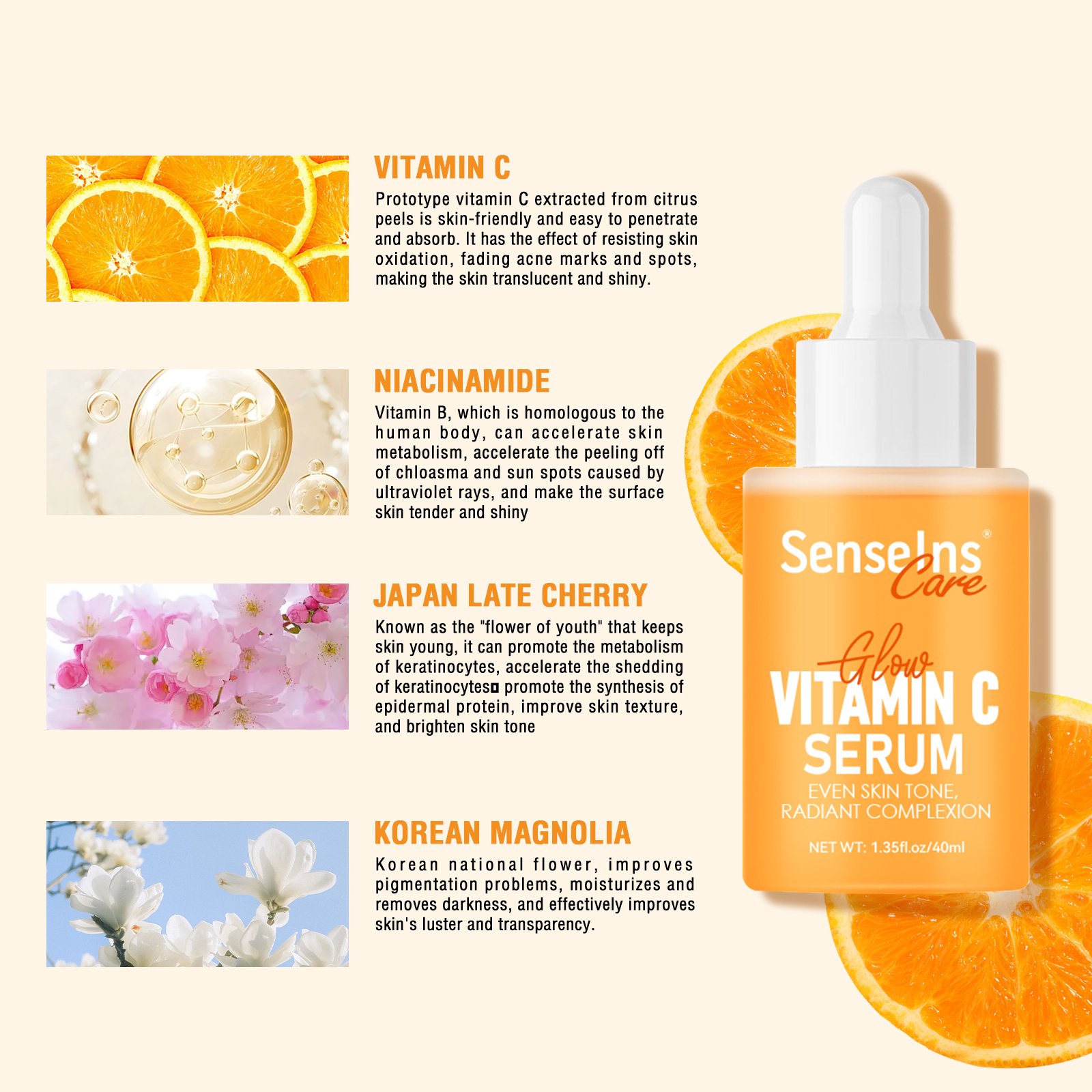 Hot Selling Vitamin C Serum Organic Whitening Dark Spot Remover Moisturizing Firming Pore Shrinking face Serum