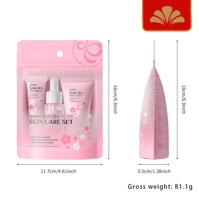 Customizable Brand Japanese Cherry Blossom Moisturizing Set Face Serum Eye Cream Face Cream Three PieceS Skincare Set