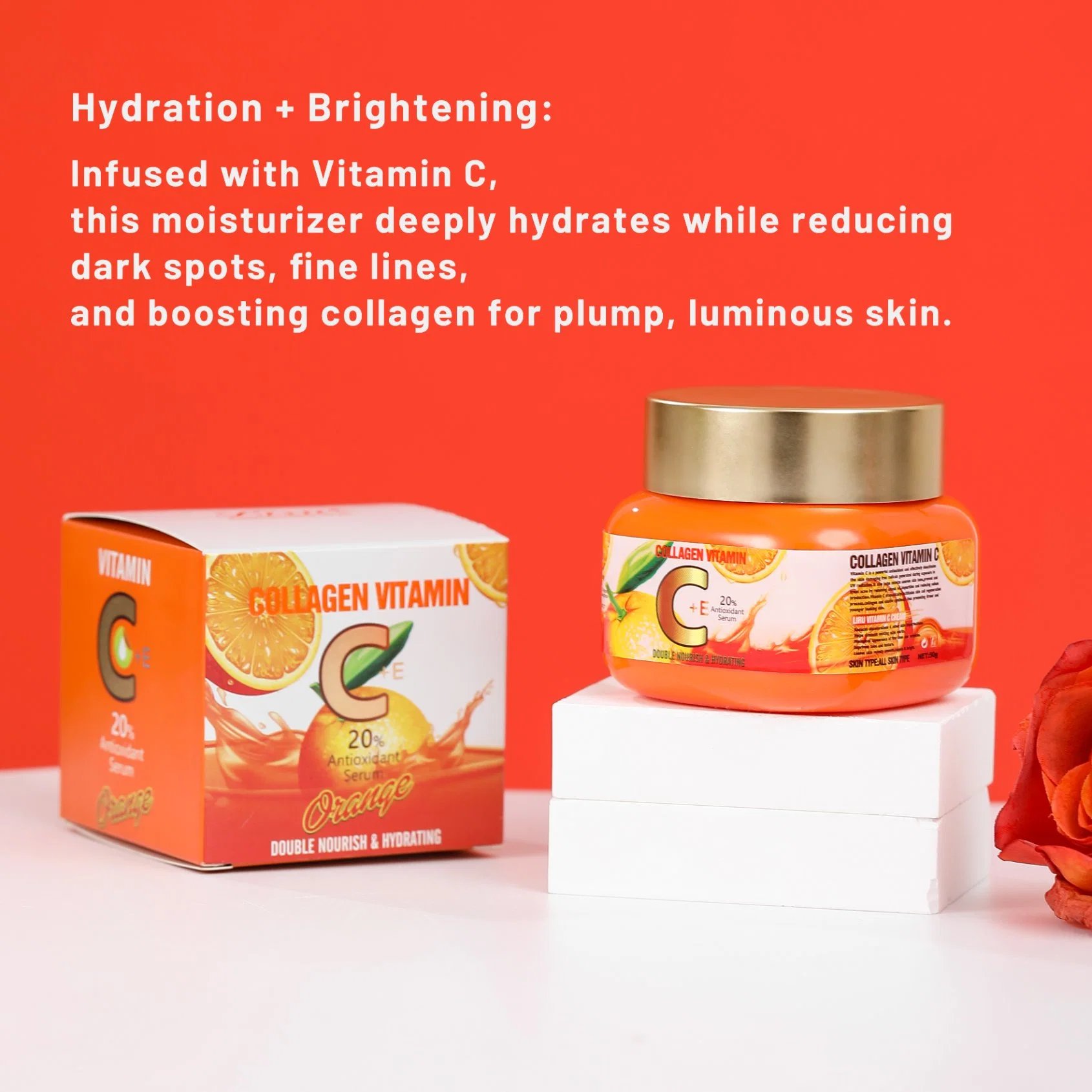 Liru Vitamin C Face Cream with Natural Antioxidants for Brightening Firming Reducing Fine Lines While Providing All Day Moisture