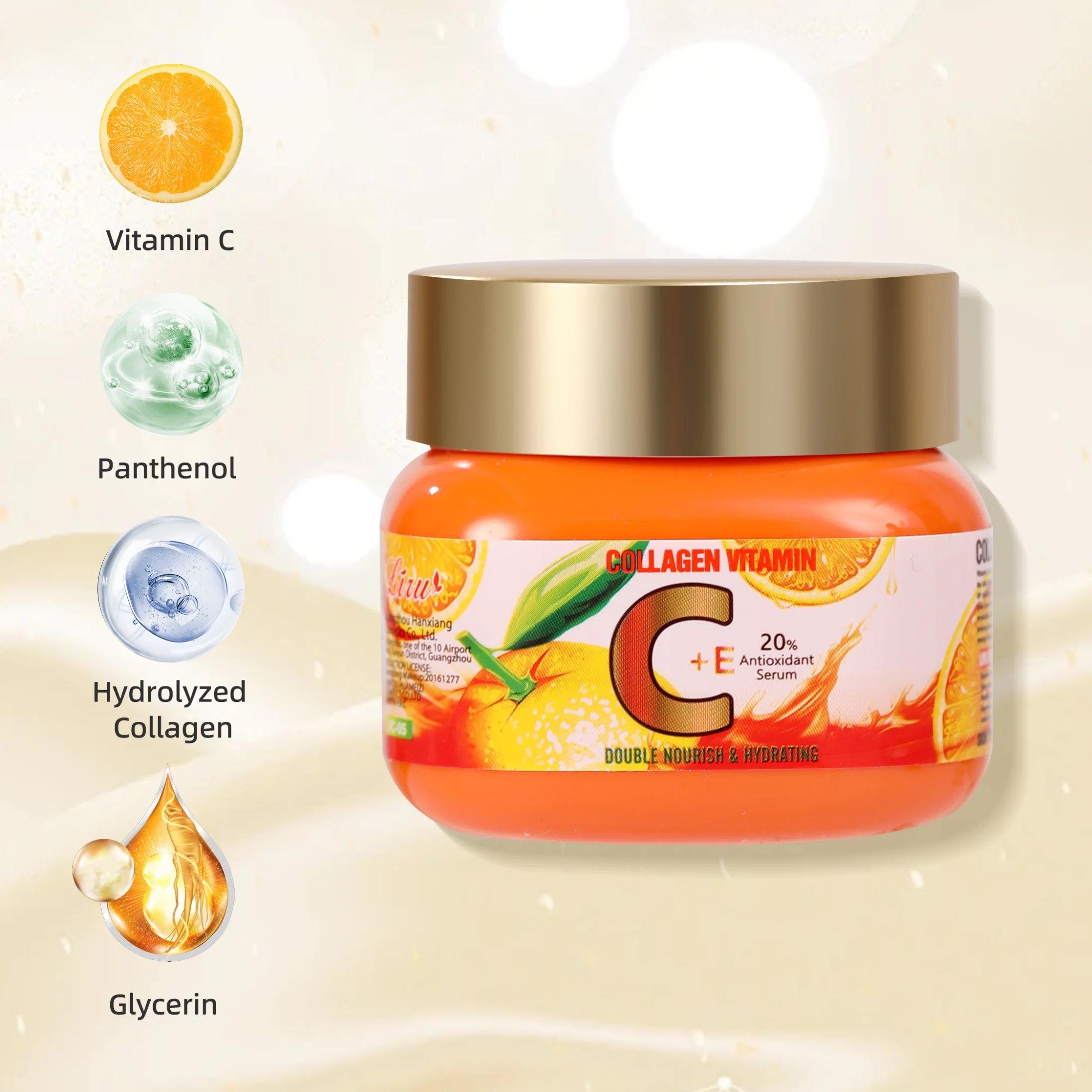 Liru Vitamin C Face Cream with Natural Antioxidants for Brightening Firming Reducing Fine Lines While Providing All Day Moisture