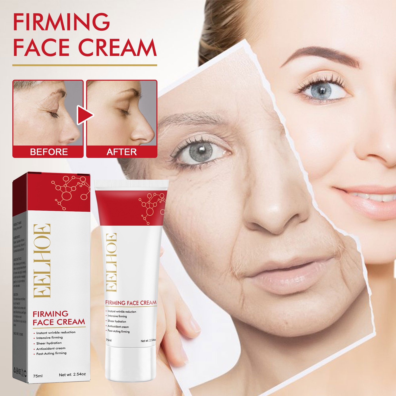 Eelhoe Firming Cream Deep Hydrating and Firming Softening Skin Fade Facial Fine Lines Neck Lines Anti-Wrinkle Face Cream