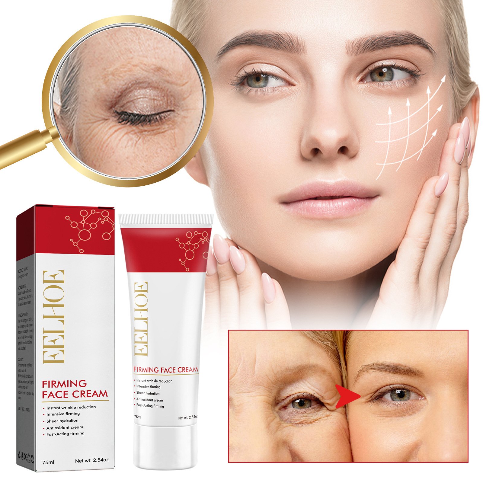 Eelhoe Firming Cream Deep Hydrating and Firming Softening Skin Fade Facial Fine Lines Neck Lines Anti-Wrinkle Face Cream
