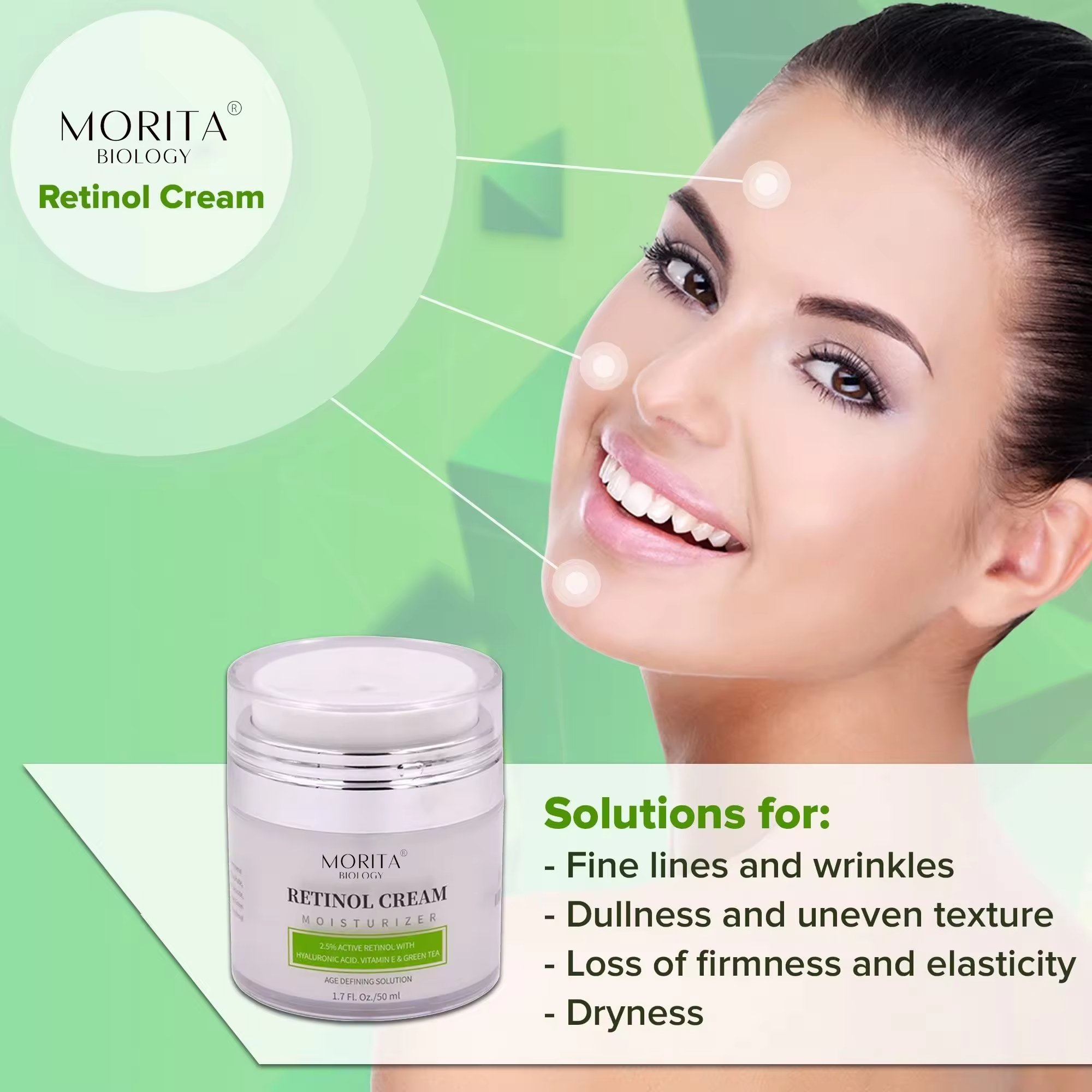 High Quality Face Cream Sulfate-free Anti-wrinkle & Moisturizing and Green Tea & Retinol Organic Vegan Face Cream