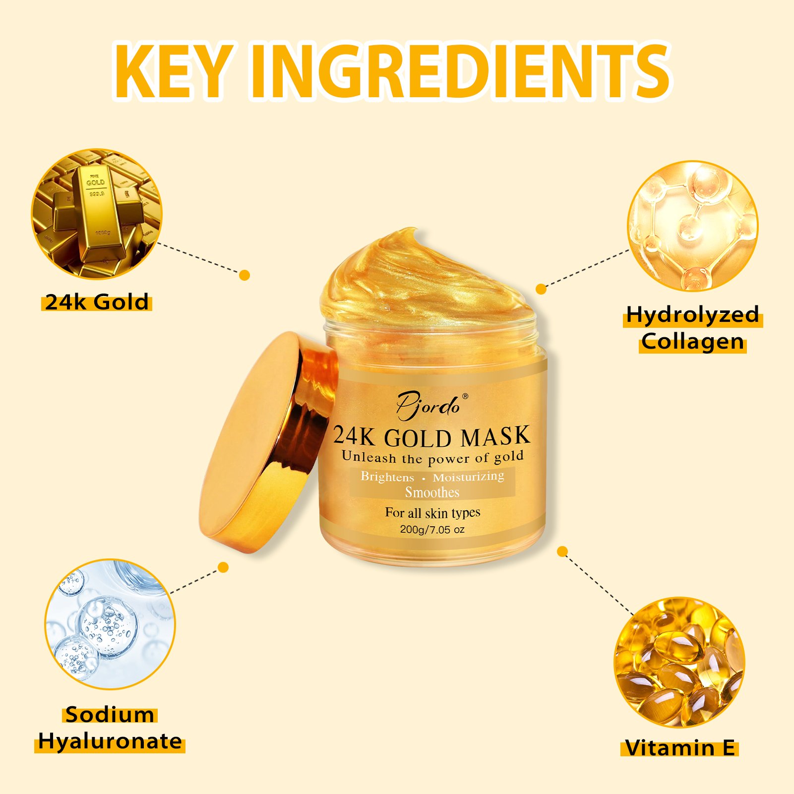 Custom Private Label 24k Gold Facial Mask Collagen Anti Wrinkle And Moisturizing Skin Care Whitening Face Mask