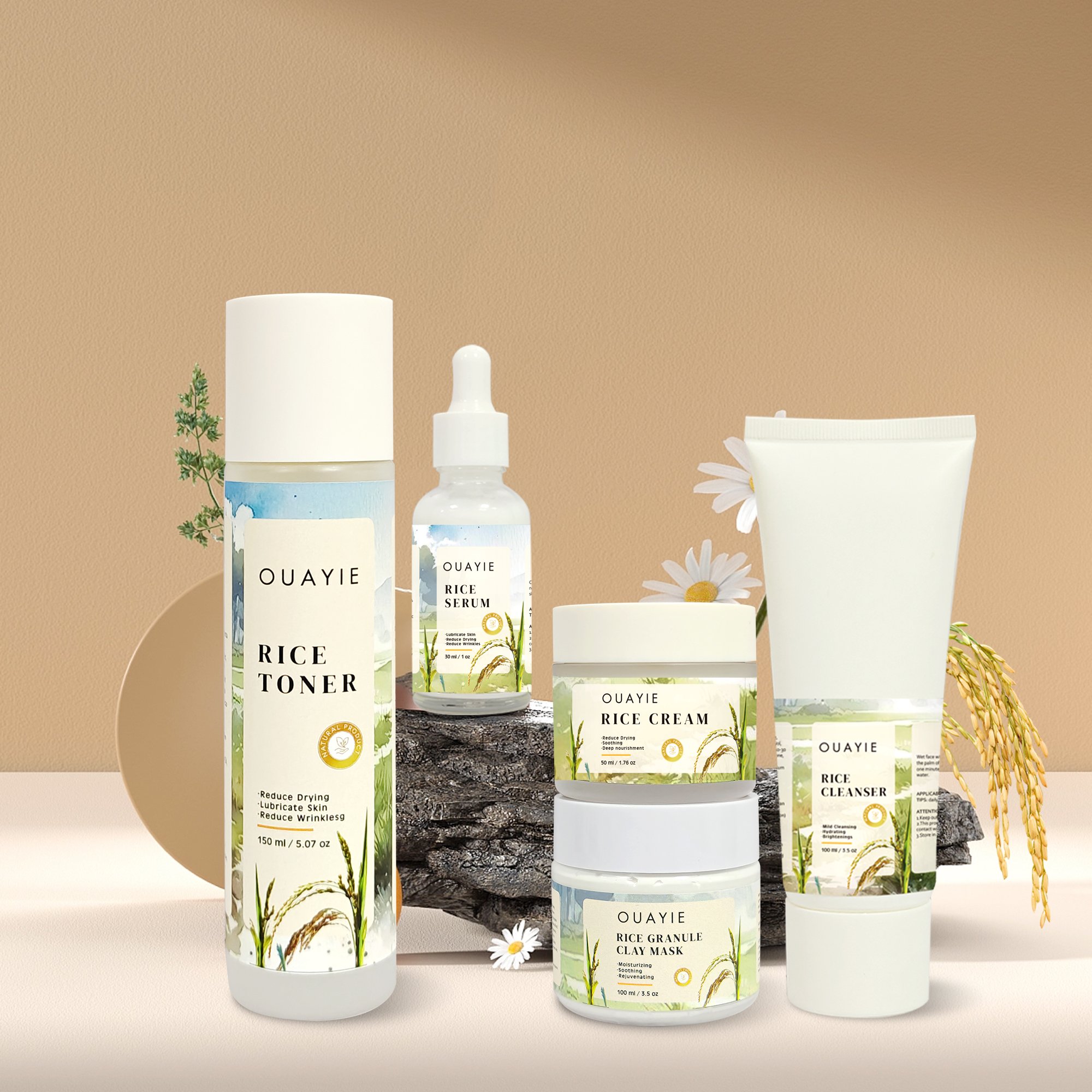 BLIW Private Label Soothing Nourishing Hydrating Improve Skin Elasticity Face Care Whitening Rice Water Rice Cream