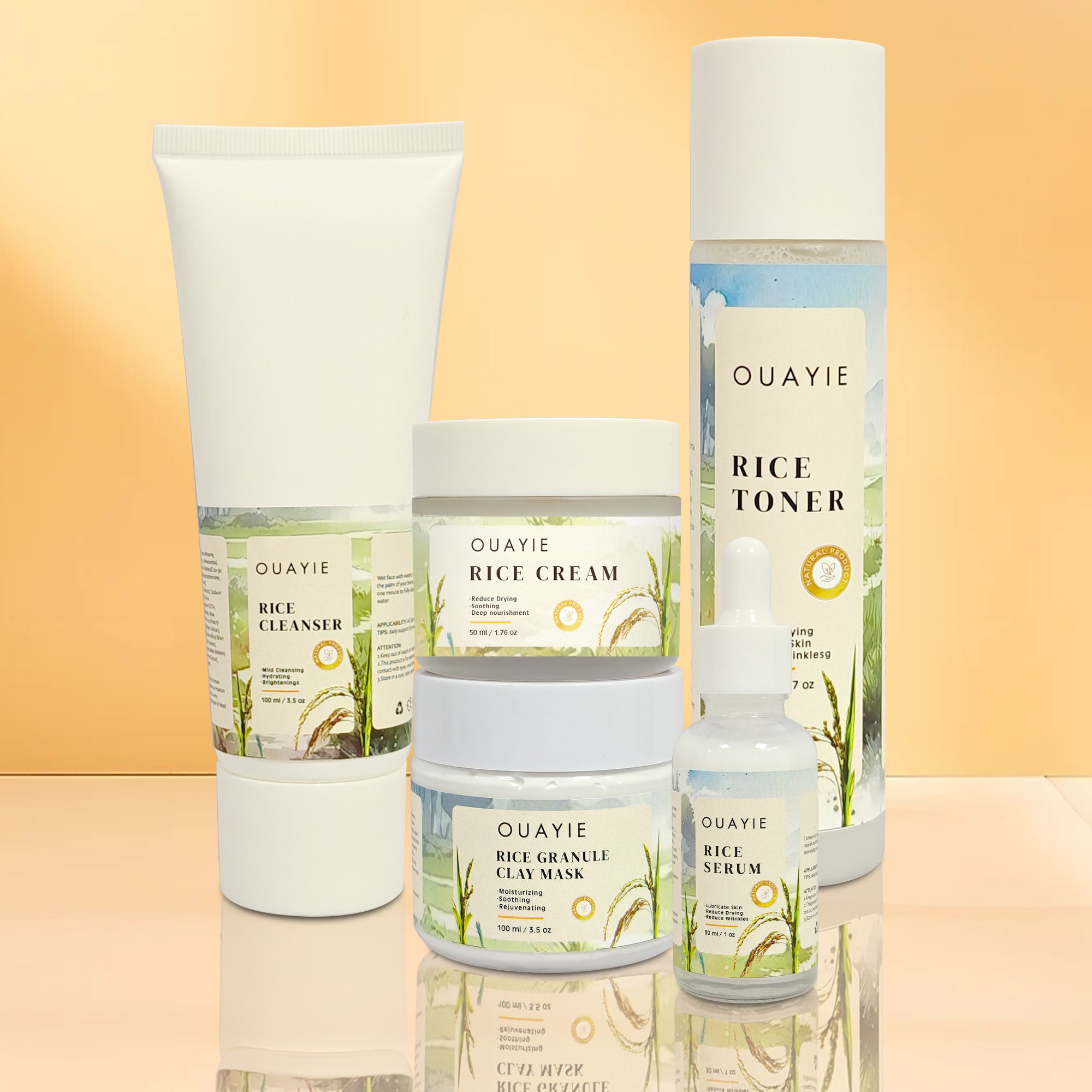 BLIW Private Label Soothing Nourishing Hydrating Improve Skin Elasticity Face Care Whitening Rice Water Rice Cream