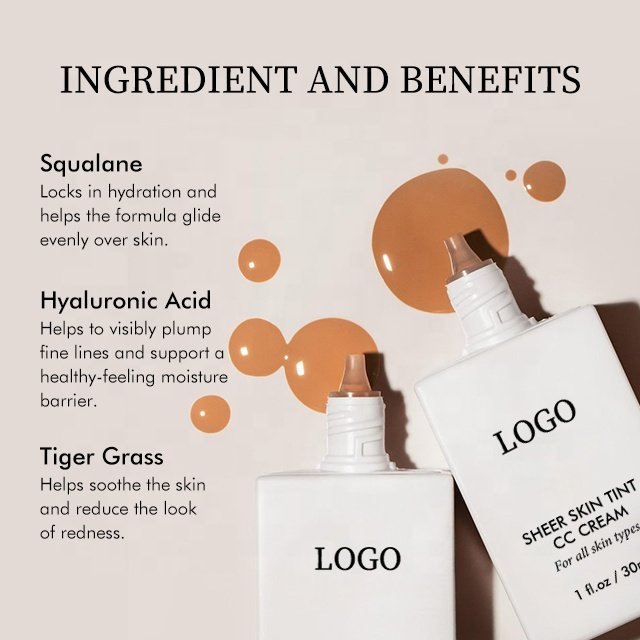 Factory Best Quality 30g Face Base Transparent Skin Tint Foundation Reduce Redness Lock Hydration CC Cream