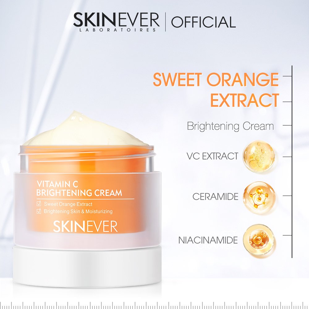SKINEVER Vitamin C Sweet Orange Extract Non-Sticky Moisturizing Brightening Effect Skin Care Organic Aloe Vera Face Cream