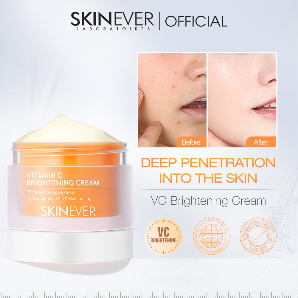 SKINEVER Vitamin C Sweet Orange Extract Non-Sticky Moisturizing Brightening Effect Skin Care Organic Aloe Vera Face Cream