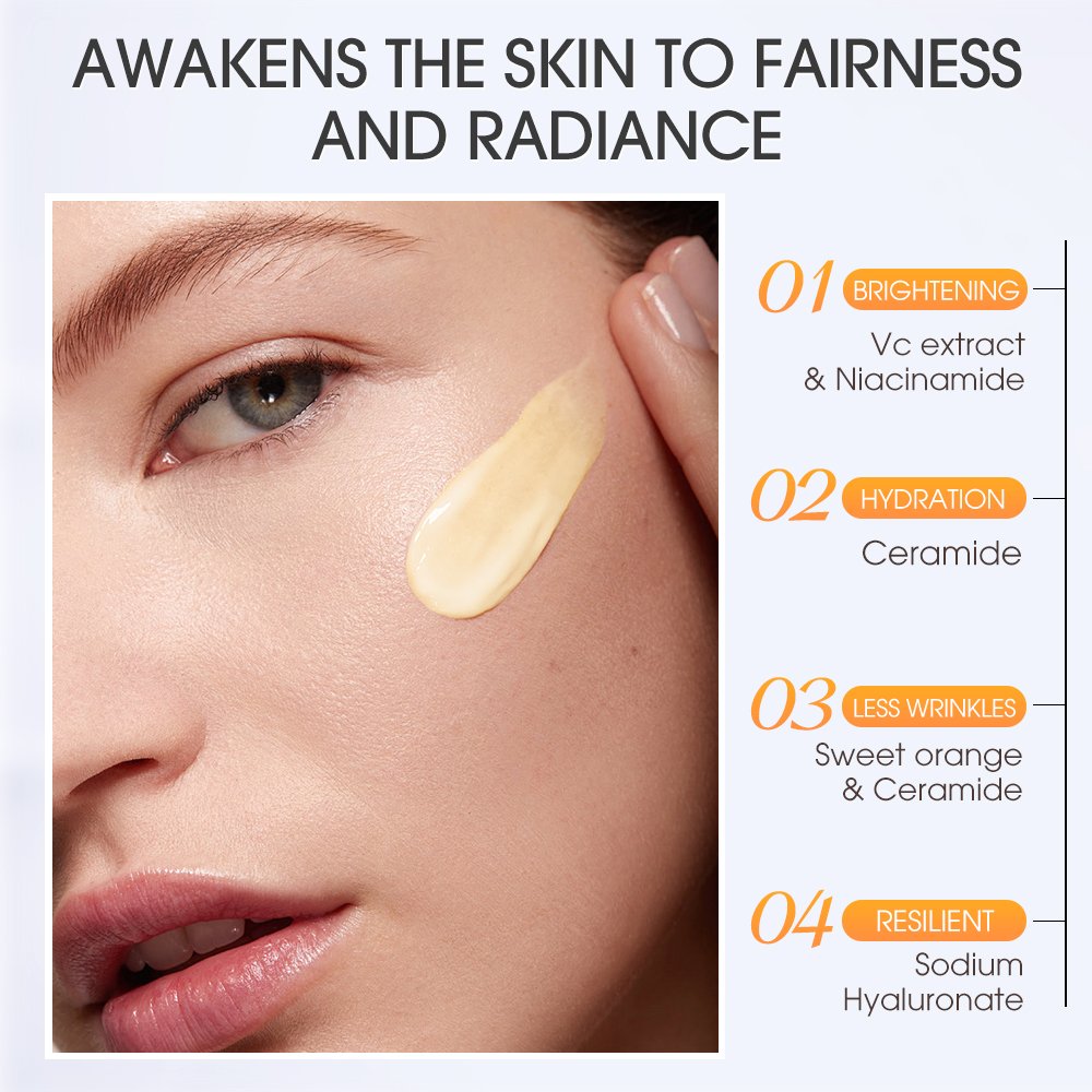 SKINEVER Vitamin C Sweet Orange Extract Non-Sticky Moisturizing Brightening Effect Skin Care Organic Aloe Vera Face Cream