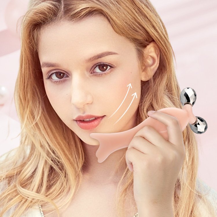 Facial Massager Face Eye Cream Roller Skin Beauty Lifting Firming Guasha Pink Roller Gua Sha