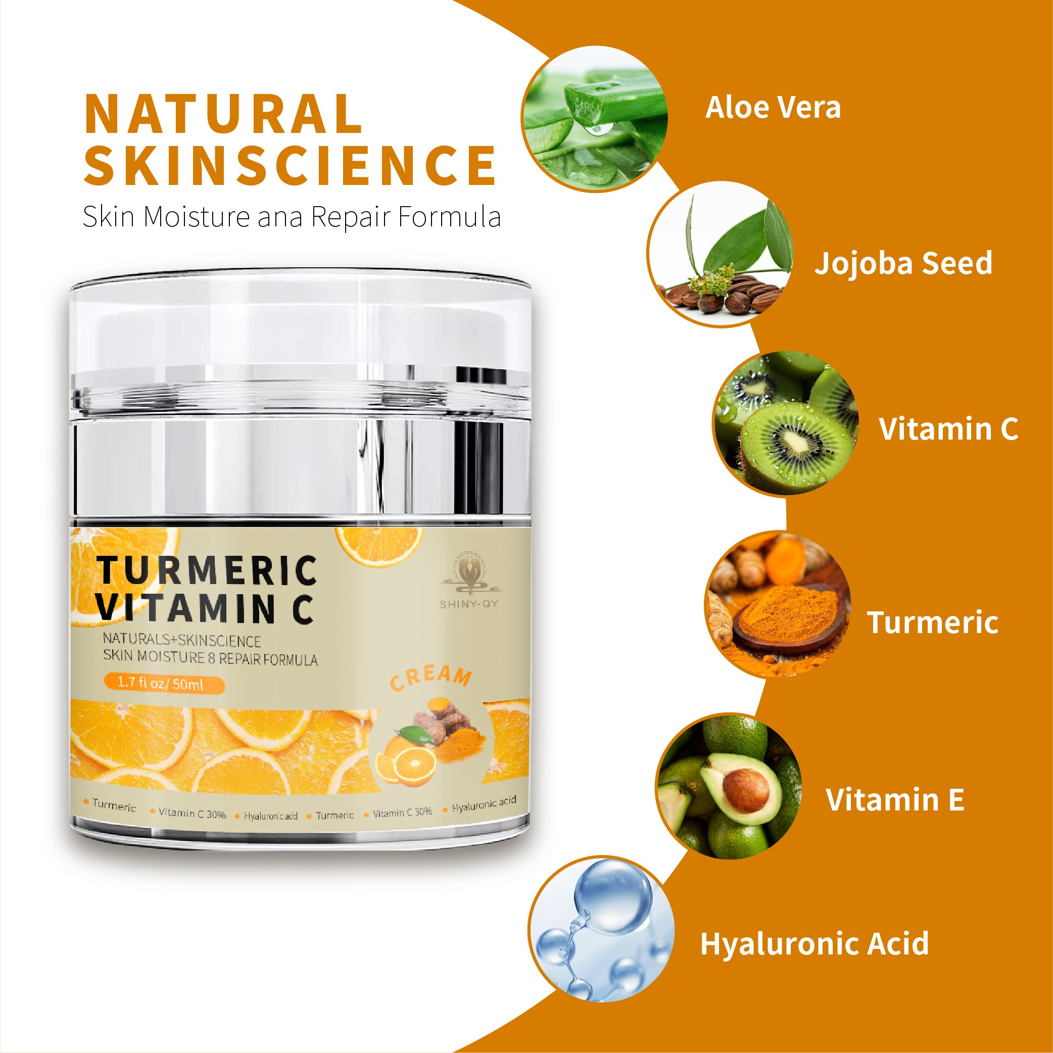 Private Label Skin Care Brightening Anti-Aging Moisturizer Turmeric Vitamin C Face Cream