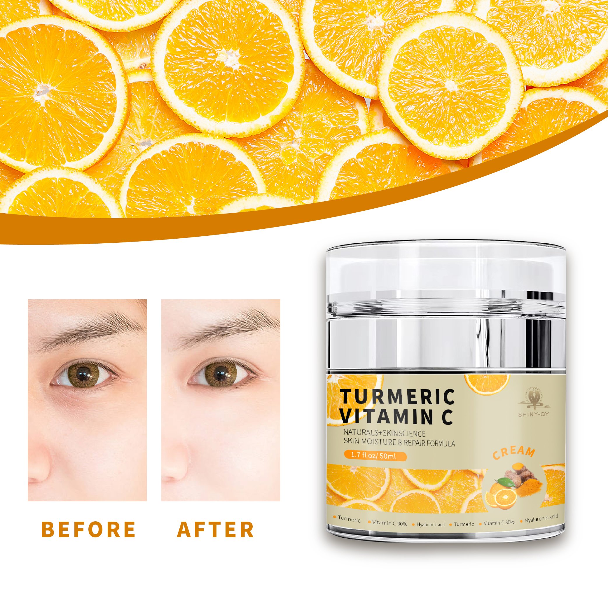 Private Label Skin Care Brightening Anti-Aging Moisturizer Turmeric Vitamin C Face Cream