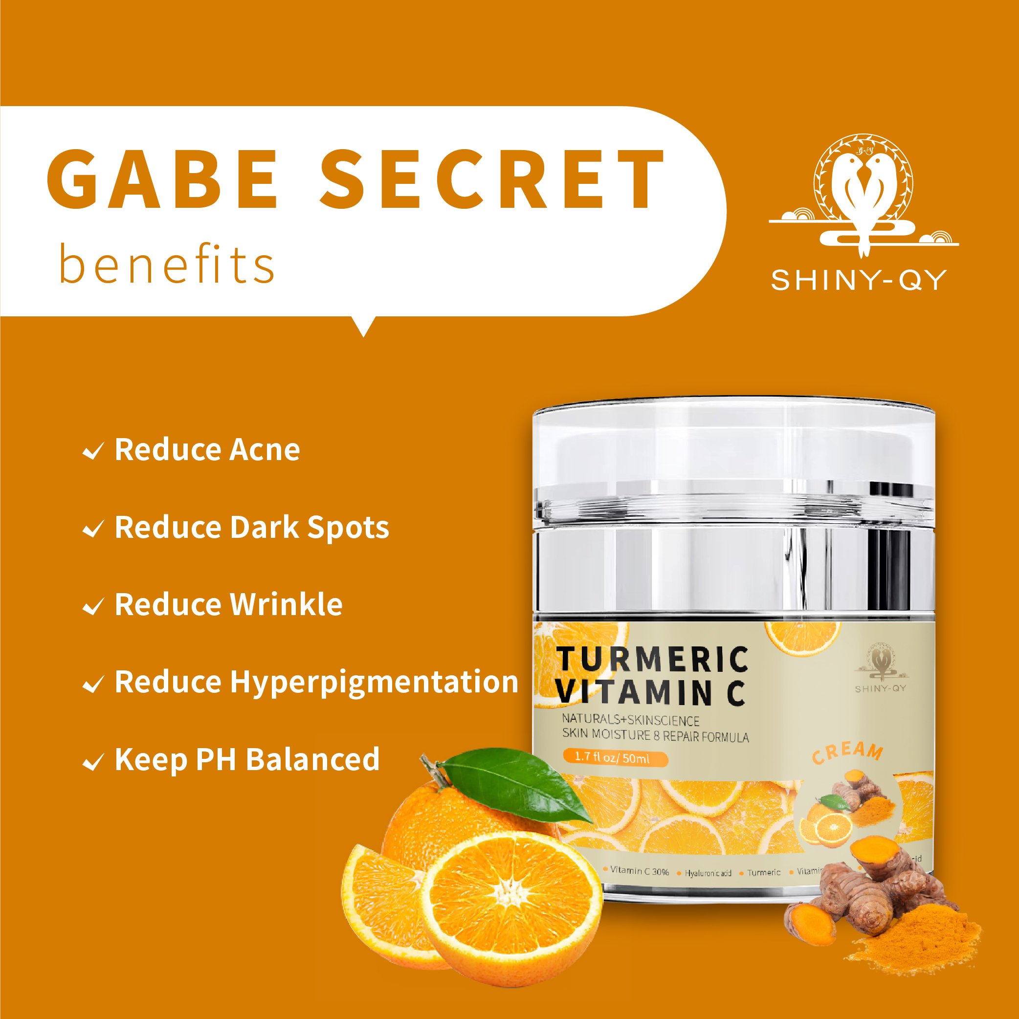 Private Label Skin Care Brightening Anti-Aging Moisturizer Turmeric Vitamin C Face Cream