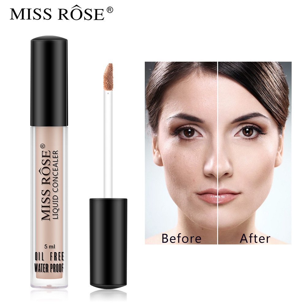 MISS ROSE Makeup Concealer Liquid Coverage Eye Dark Circles 24Hour Moisturizing No Trace Waterproof Long Lasting Face Concealer