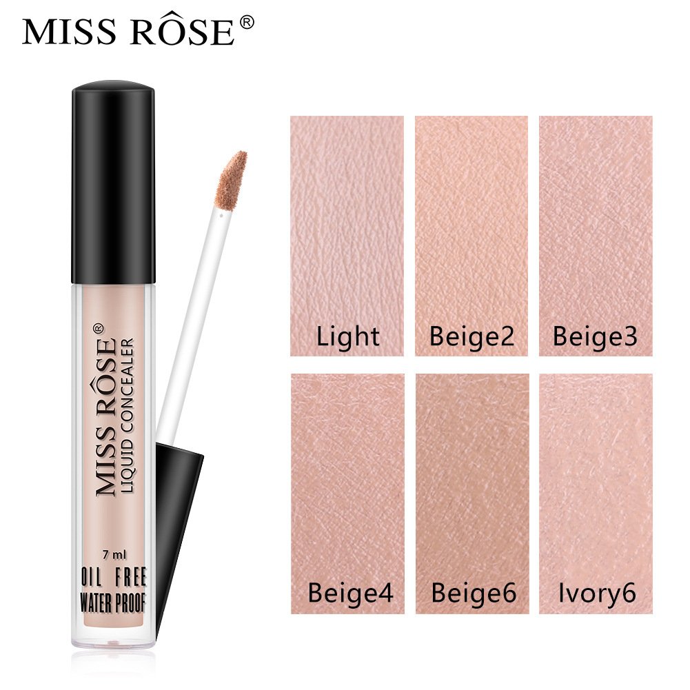 MISS ROSE Makeup Concealer Liquid Coverage Eye Dark Circles 24Hour Moisturizing No Trace Waterproof Long Lasting Face Concealer