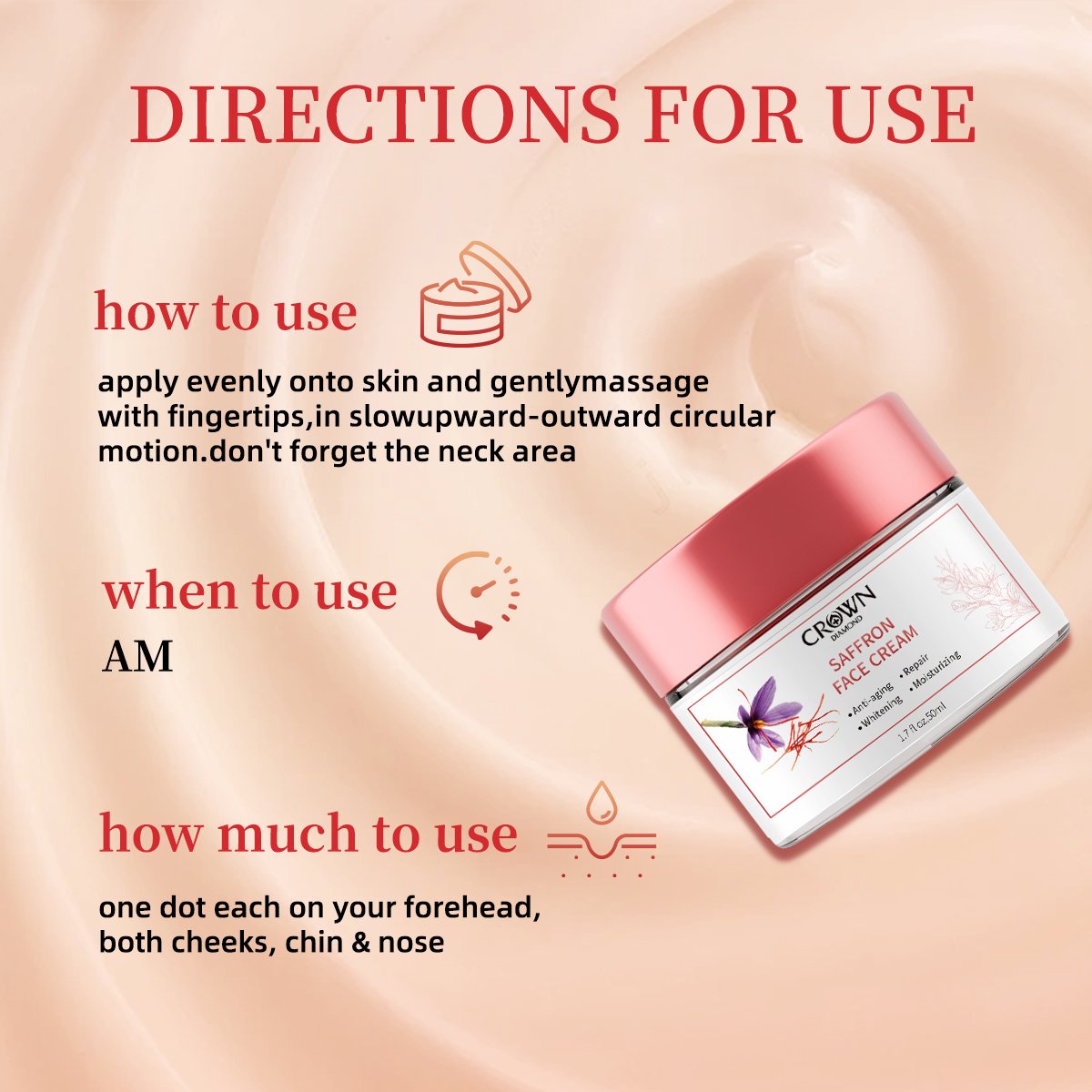 Custom Natural Organic Saffron Removal Melasma Dark Spot Pigment Whitening Moisturizing Firming Repair Anti Aging Face Cream