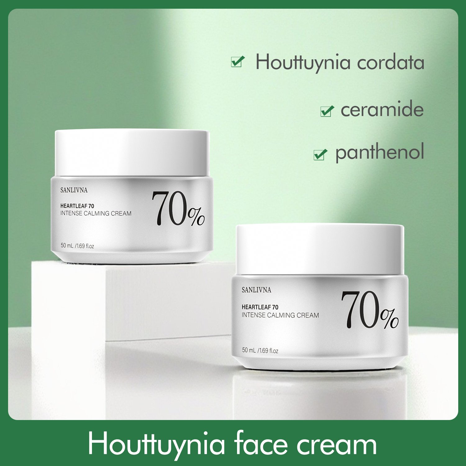 BELLTRA Heartleaf 70% Advanced Cream Korean Skincare Women Whitening Soothing Moisturising Facial Repair Skincare 50ML