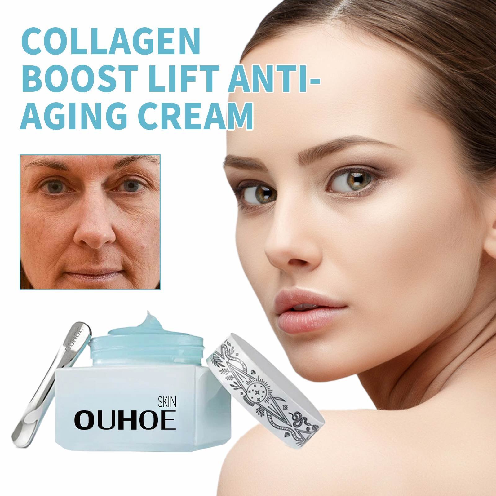 OUHOE Wholesale OEM 30g collagen boost life anti aging face cream wrinkle faint lines age spots removing facial cream