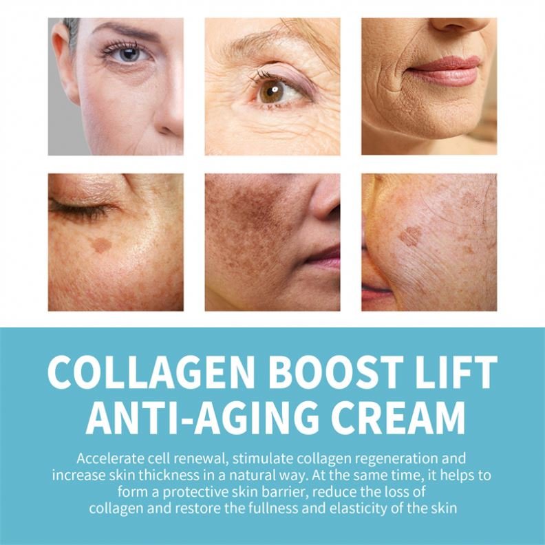 OUHOE Wholesale OEM 30g collagen boost life anti aging face cream wrinkle faint lines age spots removing facial cream
