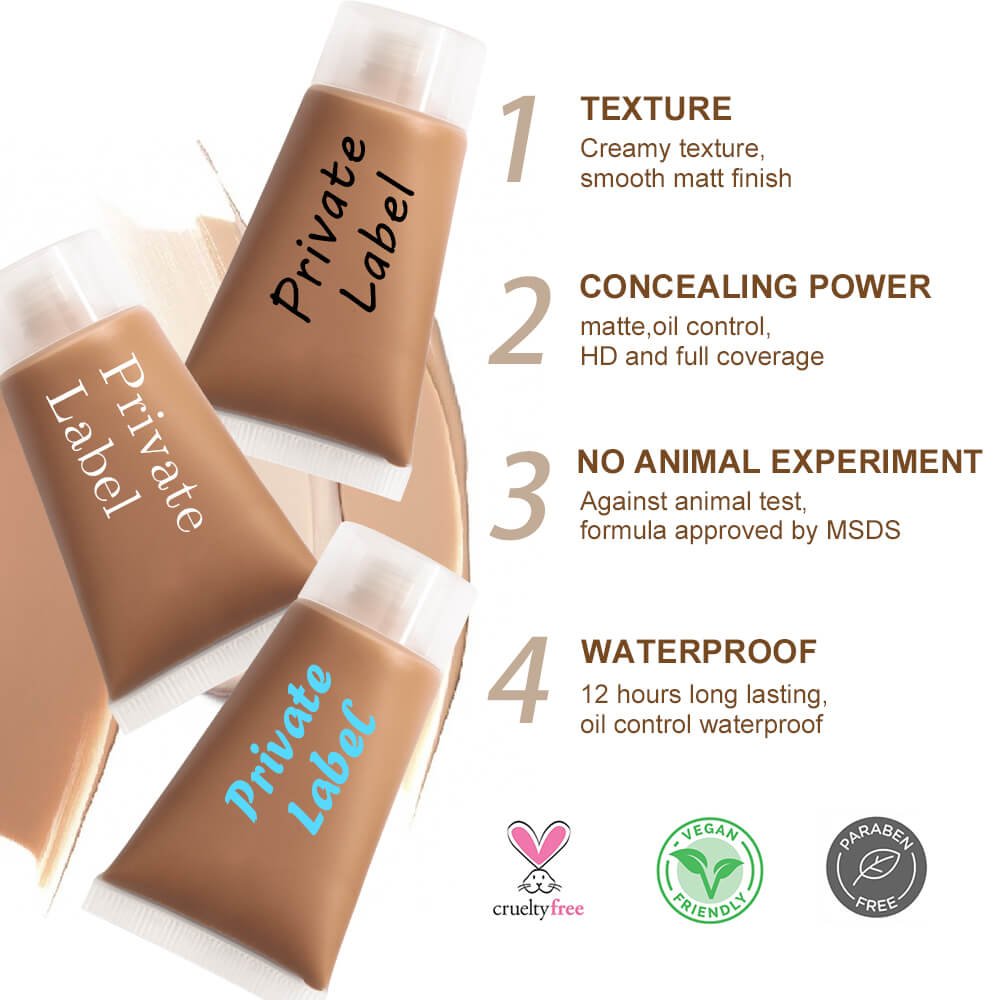 SPF15 Colors Foundation Waterproof Private Label Full Coverage Makeup Cream Face Foundation