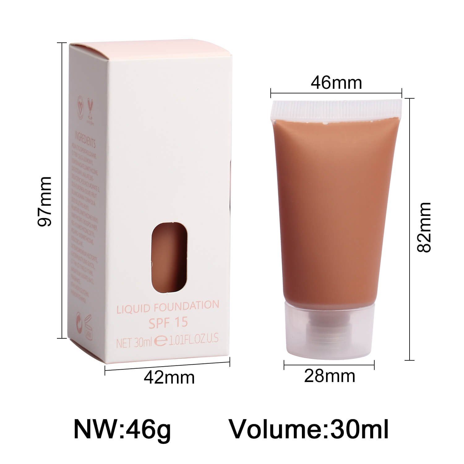 SPF15 Colors Foundation Waterproof Private Label Full Coverage Makeup Cream Face Foundation