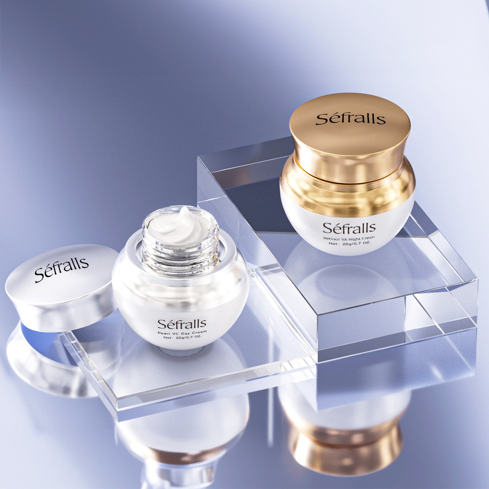 OEM ODM VC+VA Facial Cream Set Firming Night Moisturizer Pearl VC Day Cream set Glistening Face Cream Gift Festival Travel Set