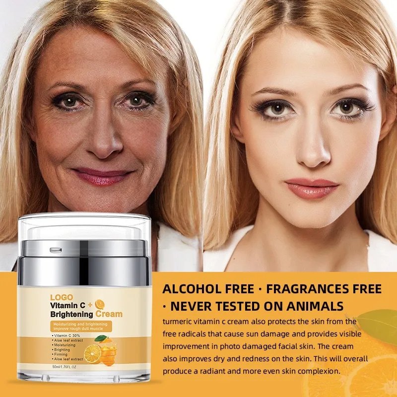 Face Cream Anti Aging Vitamin C Facial Dark Spot Remover Lightening Whitening Brightening Turmeric Moisturizer Cream
