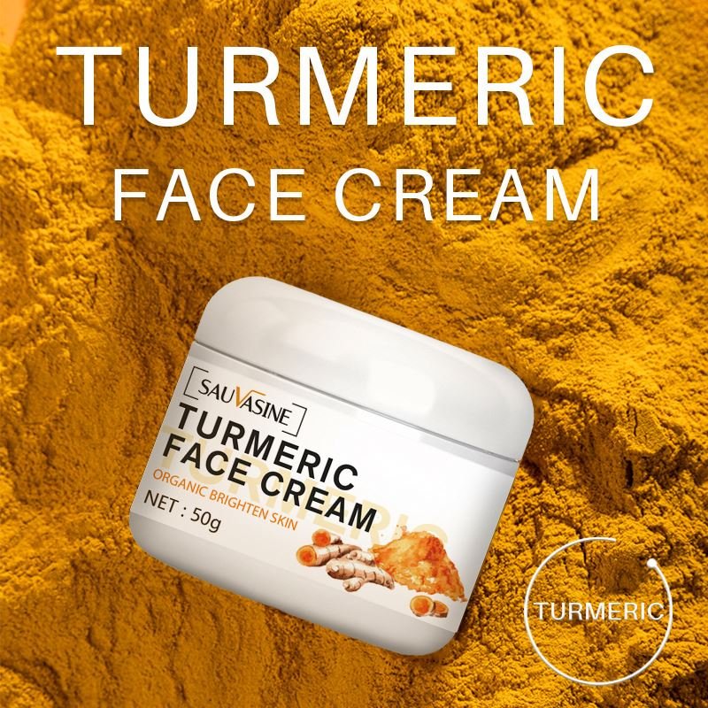 SAUVASINE Wholesale Private Label 50g Turmeric Face Cream Whitening Skin Care Acne Spots Remove Brighten Facial Cream
