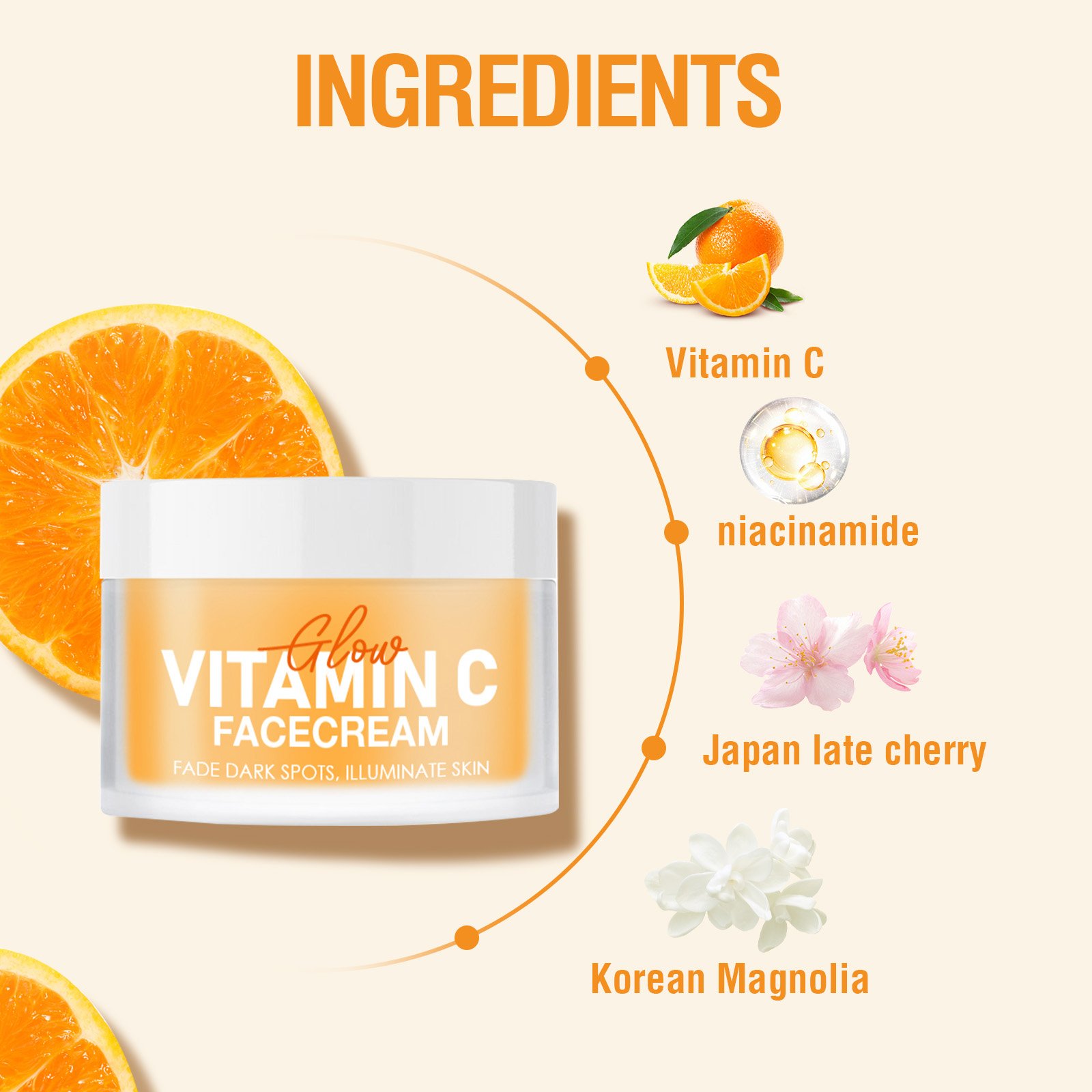 OEM Hot selling Private label organic anti aging Moisturizing Dark Spot Remover whitening Vitamin C face cream