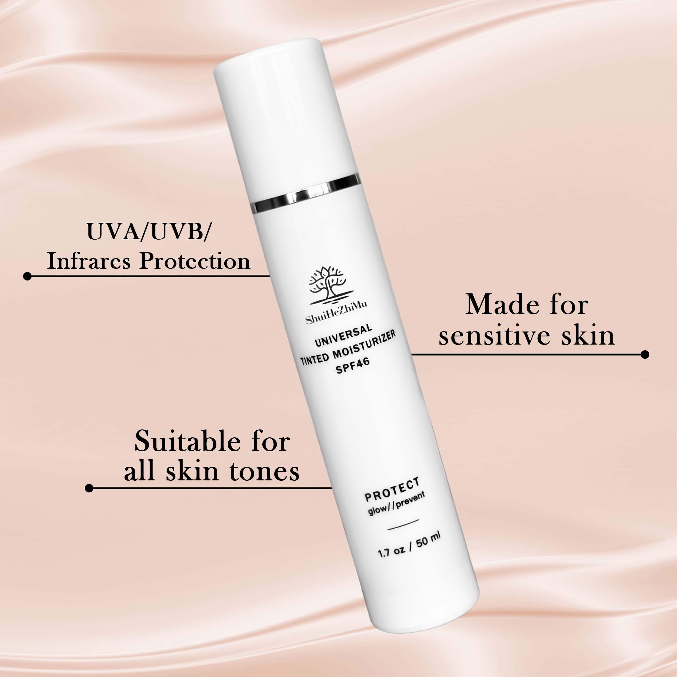 SPF 46 All-In-One Face Sunscreen Foundation Isolation Cream Protection Against UVA and UVB Lotion Anti-Aging Tinted Moisturizer