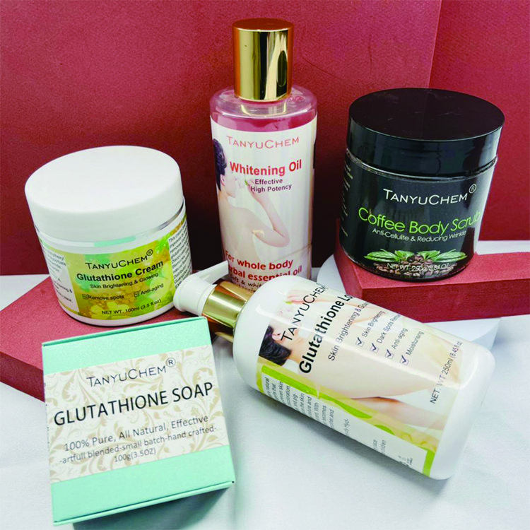 Body and Face Skin Whitening Brightening Kit Body Lotion Face Cream Coffee Scrub Soap Whitening Set for Black Skin
