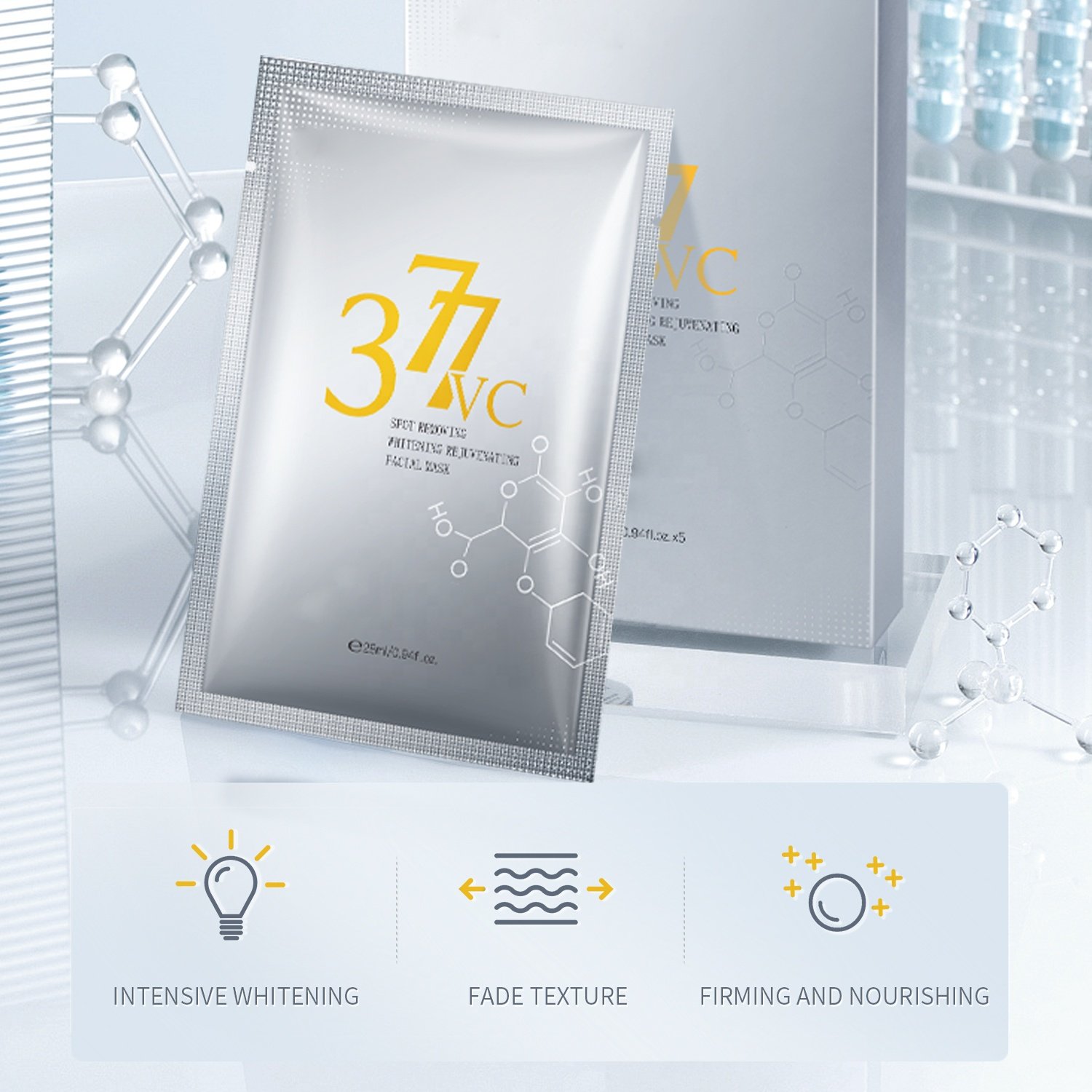OEM White 377 Skincare Set Freckle Cream Dark Spot Corrector Serum Lightening Facial Mask Whitening Cleanser 4 Step Skincare Kit