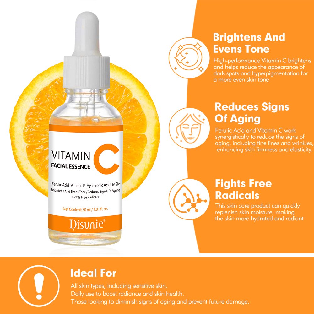 Disunie Vitamin C Brightening Face Serum With Hyaluronic Acid Whitening Serum For Skin Lightening Antiaging Products For women