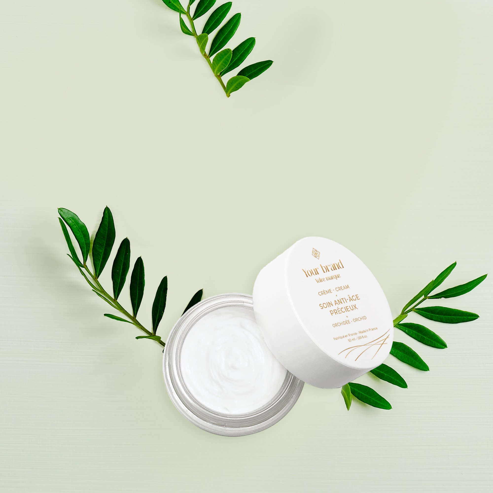 24 Carat gold and hyaluronic acid face cream high quality natural organic made in France low MOQ orchid orange blossom premium
