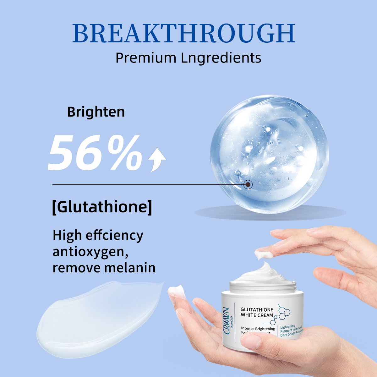 Private Label Intense Brightening Kojic Acid Lightening Moisturizing Removal Pigment Dark Spot Glutathione Whitening Face Cream