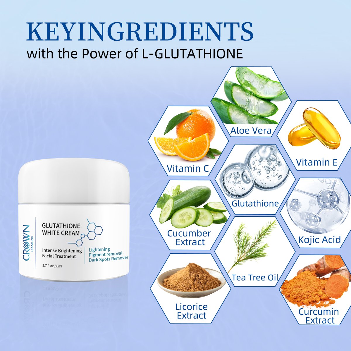 Private Label Intense Brightening Kojic Acid Lightening Moisturizing Removal Pigment Dark Spot Glutathione Whitening Face Cream