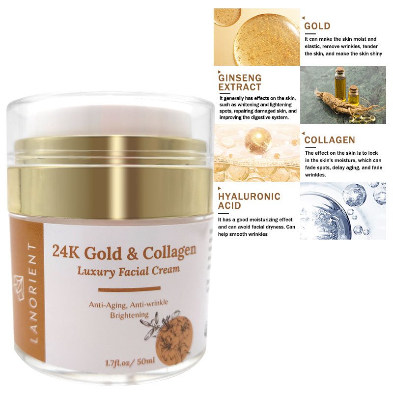 Private Label 24k Gold Whiting Moisturizer Anti Aging Cream For Face Black Spot Remover Moisturizer Face Cream