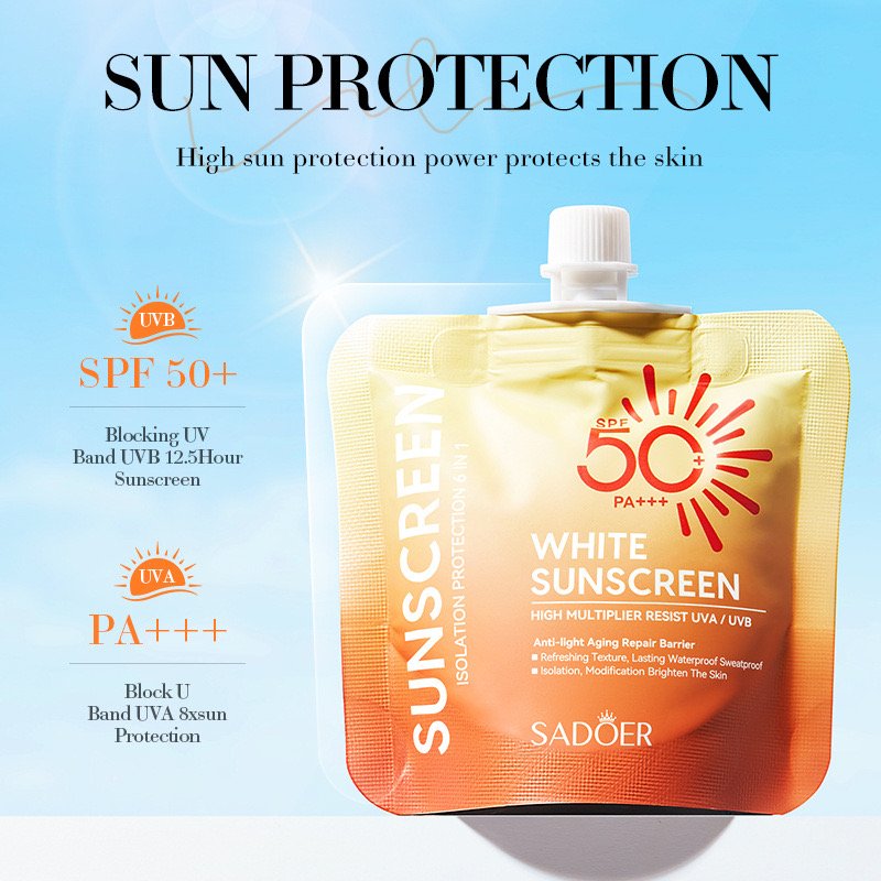 High-Power UV Protection Sunscreen Cream and Spray Vegan Ingredients Non-Greasy Whitening SPF50 Moisturizer for Skin Care