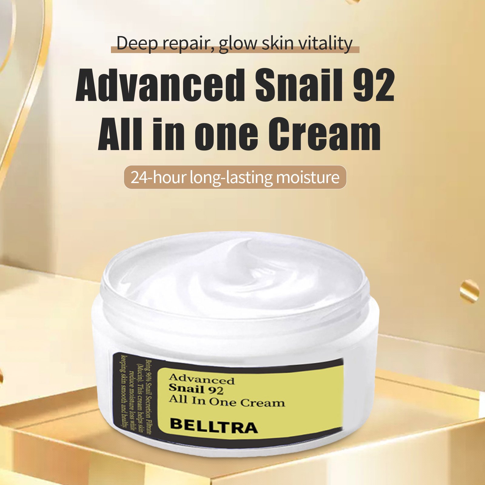 BELLTRA Repairing Snail Face Cream Snail Moisturizer Whitening Anti Aging Blemishes Fine Lines Pores Shrink Snail Mucin Cream