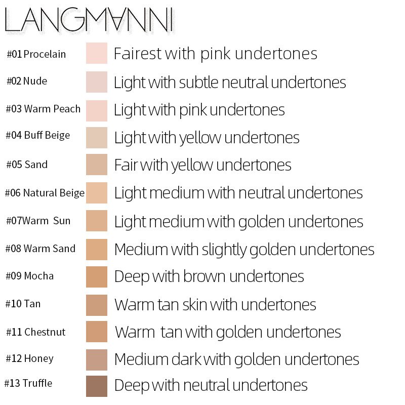 Langmanni Liquid Foundation Matte Concealer Facial Primer Base Fullcover Freckles Acne Waterproof Lasting 24 hours MakeUp