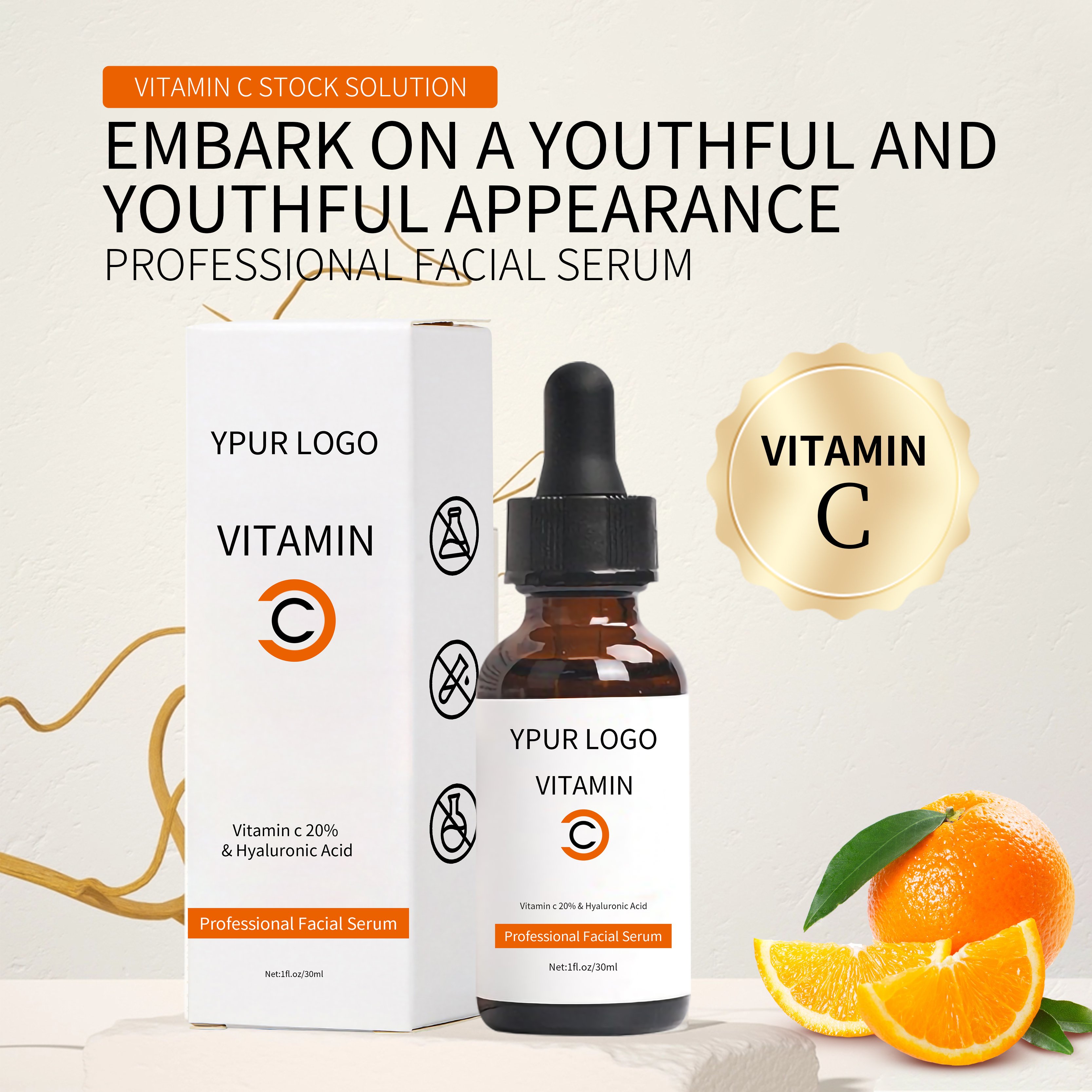 Private Label Moisturizing Dark Spot Serum Face Whitening Anti Aging True Skin Vitamin C Serum