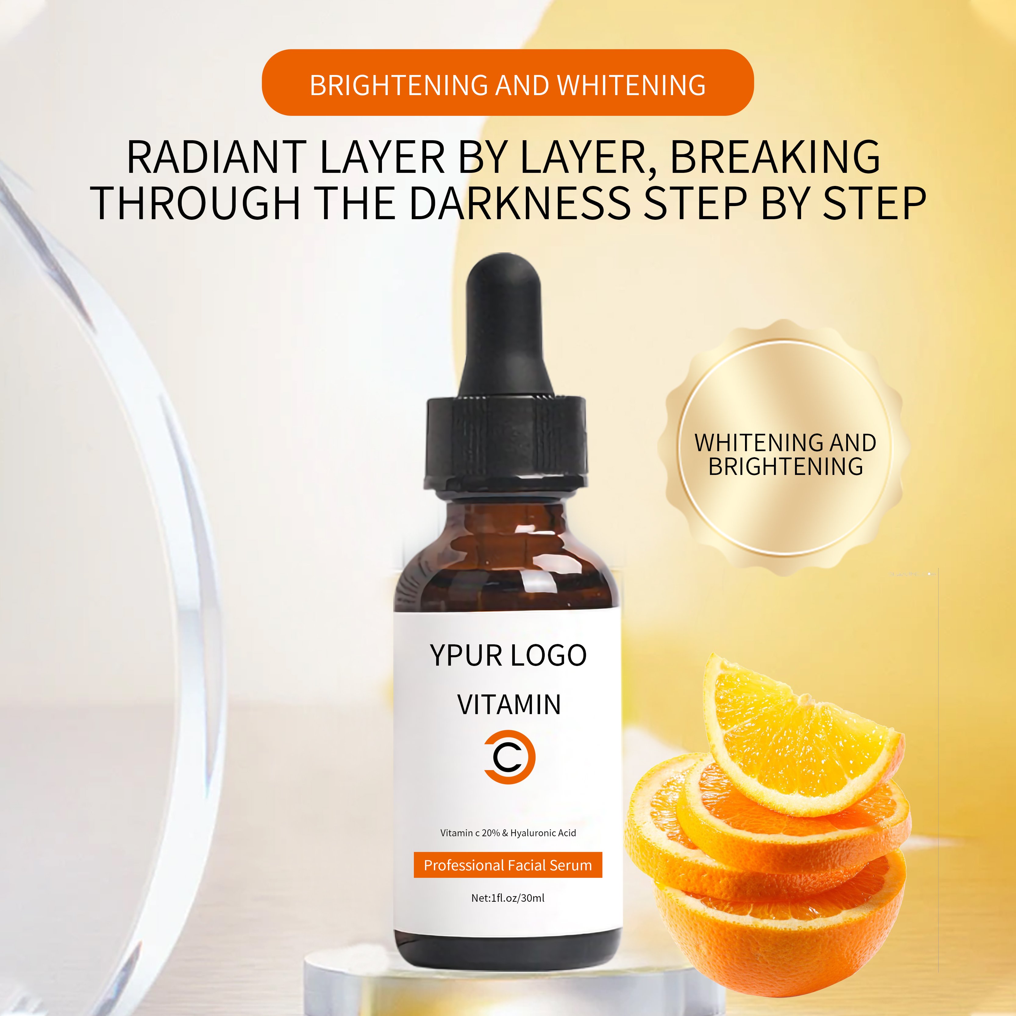 Private Label Moisturizing Dark Spot Serum Face Whitening Anti Aging True Skin Vitamin C Serum