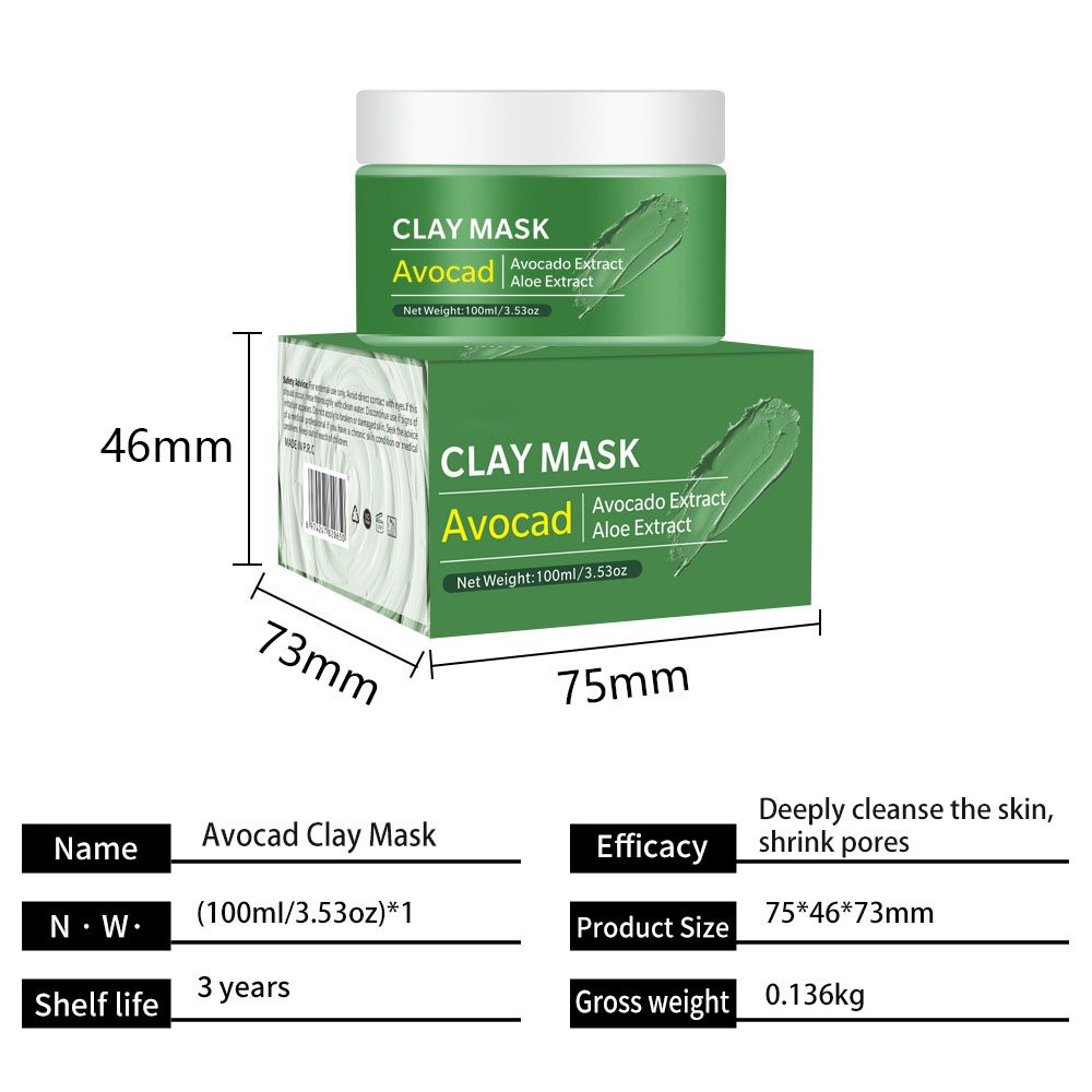 Private Label Custom Logo Organic Face Cleansing Cleaning Mud Clay Mask Wholesale Green Tea Face Mask Deep Cleansing Clay Mask